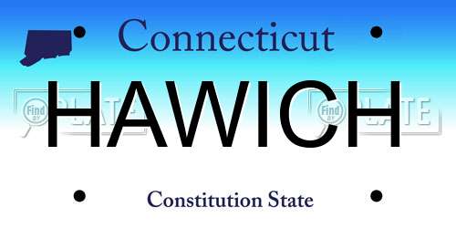 HAWICH Connecticut License Plate