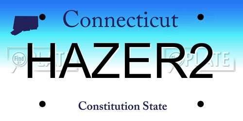 HAZER2 Connecticut License Plate