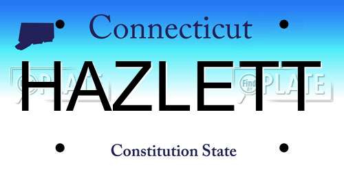HAZLETT Connecticut License Plate