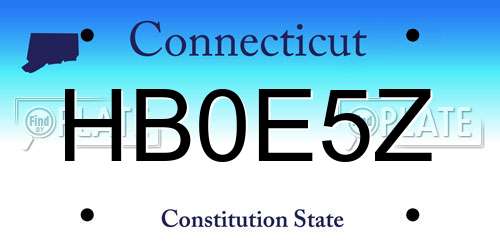 HB0E5Z Connecticut License Plate