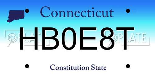 HB0E8T Connecticut License Plate