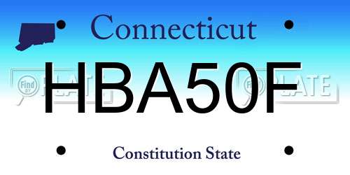 HBA50F Connecticut License Plate