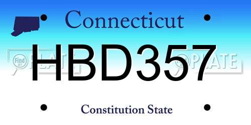 HBD357 Connecticut License Plate