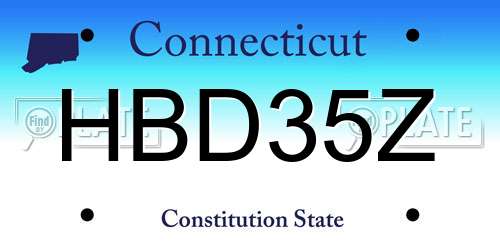HBD35Z Connecticut License Plate
