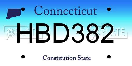 HBD382 Connecticut License Plate