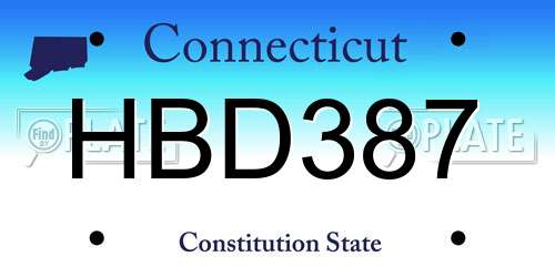 HBD387 Connecticut License Plate