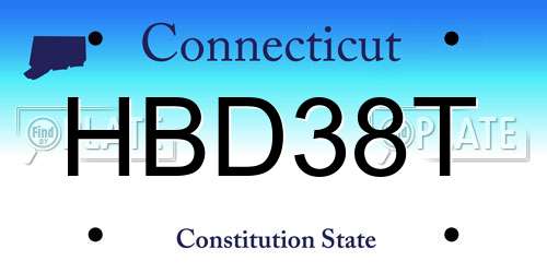 HBD38T Connecticut License Plate