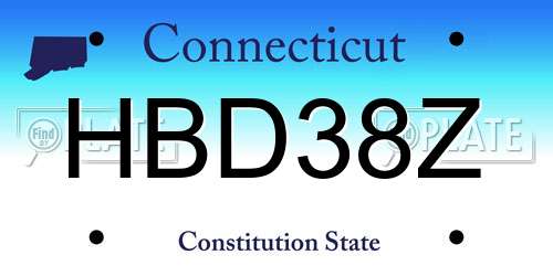 HBD38Z Connecticut License Plate