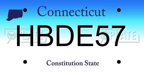 HBDE57 Connecticut License Plate
