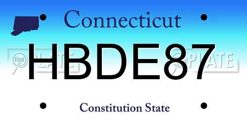 HBDE87 Connecticut License Plate
