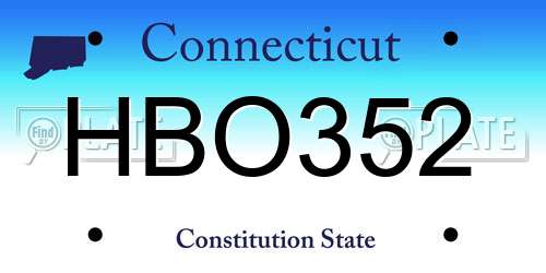 HBO352 Connecticut License Plate