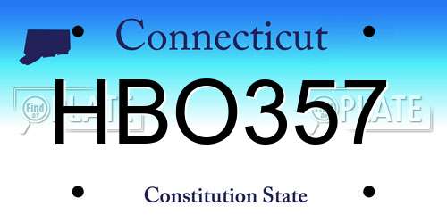 HBO357 Connecticut License Plate