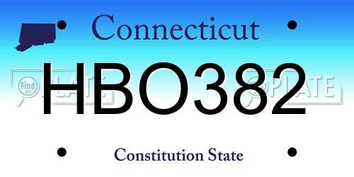 HBO382 Connecticut License Plate