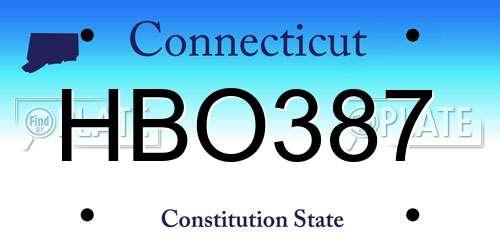 HBO387 Connecticut License Plate