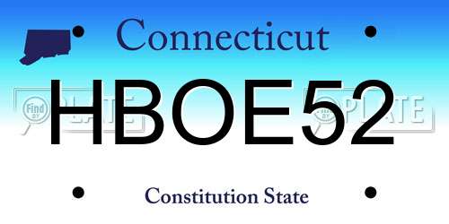 HBOE52 Connecticut License Plate