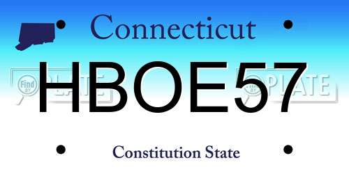 HBOE57 Connecticut License Plate