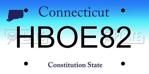 HBOE82 Connecticut License Plate