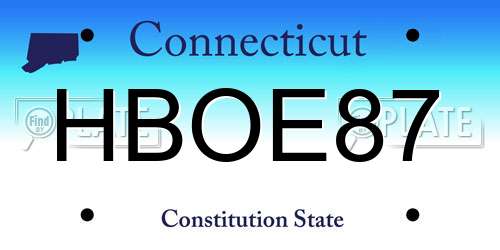 HBOE87 Connecticut License Plate