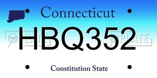 HBQ352 Connecticut License Plate