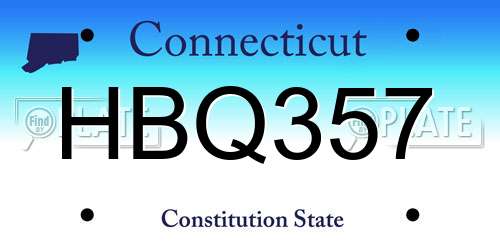 HBQ357 Connecticut License Plate