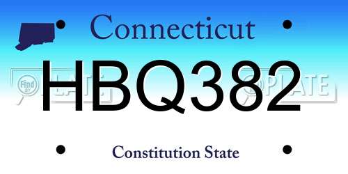 HBQ382 Connecticut License Plate