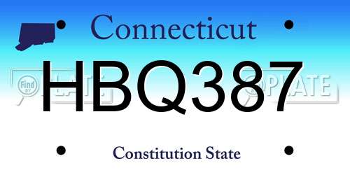 HBQ387 Connecticut License Plate