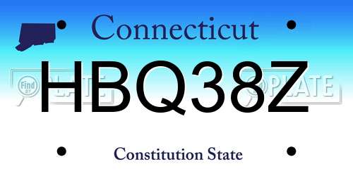 HBQ38Z Connecticut License Plate