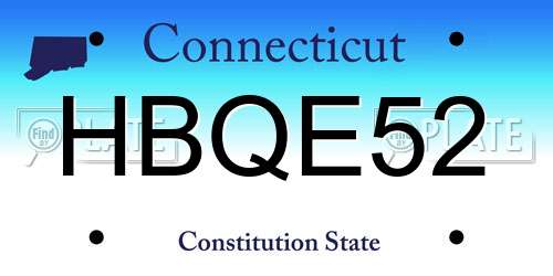 HBQE52 Connecticut License Plate
