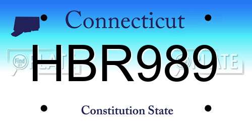 HBR989 Connecticut License Plate