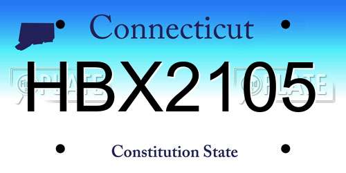 HBX2105 Connecticut License Plate