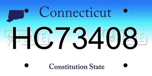 HC73408 Connecticut License Plate
