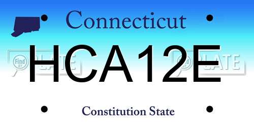 HCA12E Connecticut License Plate