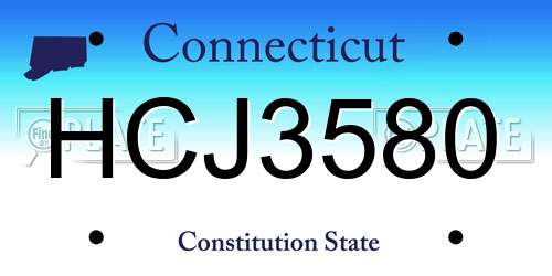 HCJ3580 Connecticut License Plate
