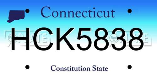 HCK5838 Connecticut License Plate