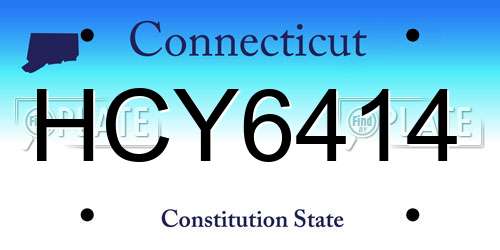 HCY6414 Connecticut License Plate