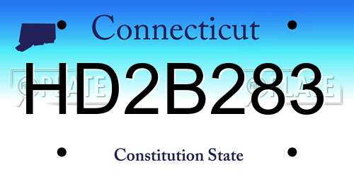 HD2B283 Connecticut License Plate