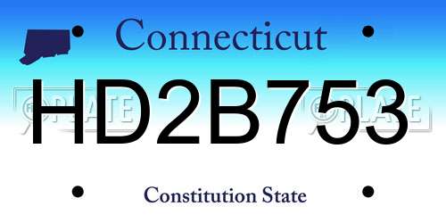 HD2B753 Connecticut License Plate