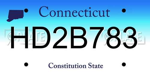 HD2B783 Connecticut License Plate