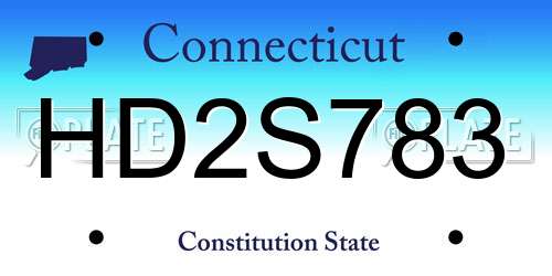 HD2S783 Connecticut License Plate