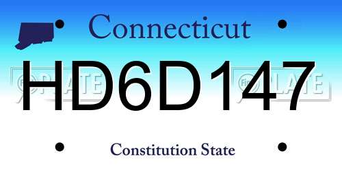 HD6D147 Connecticut License Plate