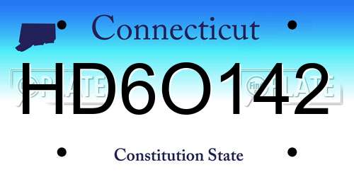 HD6O142 Connecticut License Plate