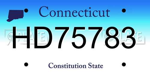 HD75783 Connecticut License Plate