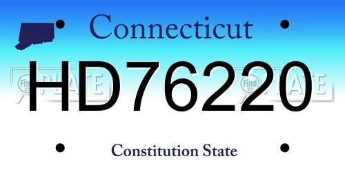 HD76220 Connecticut License Plate