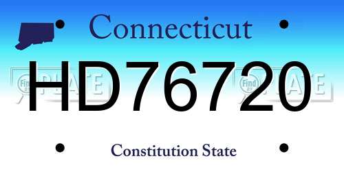 HD76720 Connecticut License Plate
