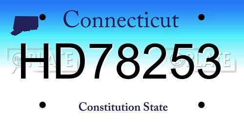 HD78253 Connecticut License Plate