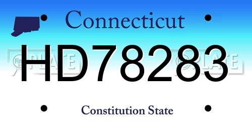 HD78283 Connecticut License Plate