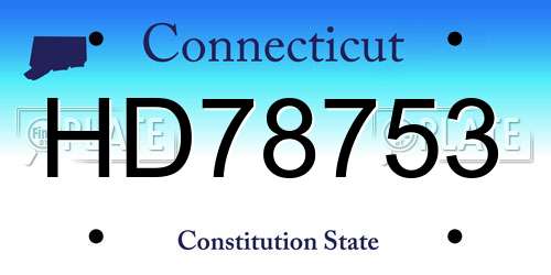 HD78753 Connecticut License Plate