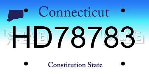 HD78783 Connecticut License Plate