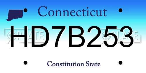 HD7B253 Connecticut License Plate