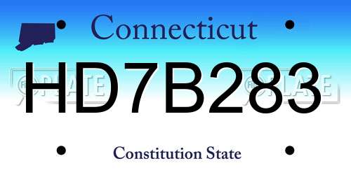 HD7B283 Connecticut License Plate